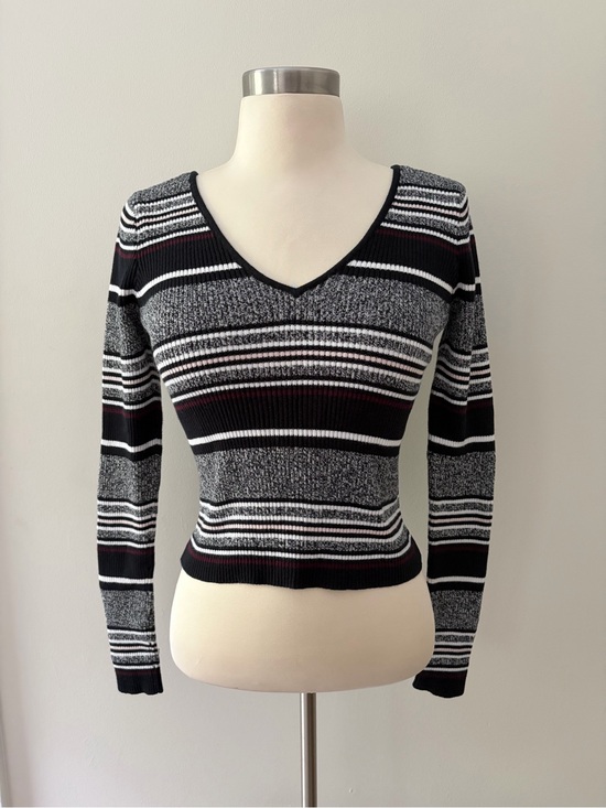 La Hearts Sweaters - PacSun La Hearts Cropped Striped Back & Front V-Neck Sweater M Retro Style Indie